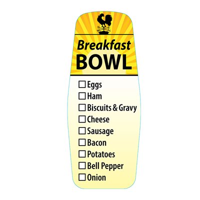 Breakfast Bowl Label w/ Check Off Ingredients