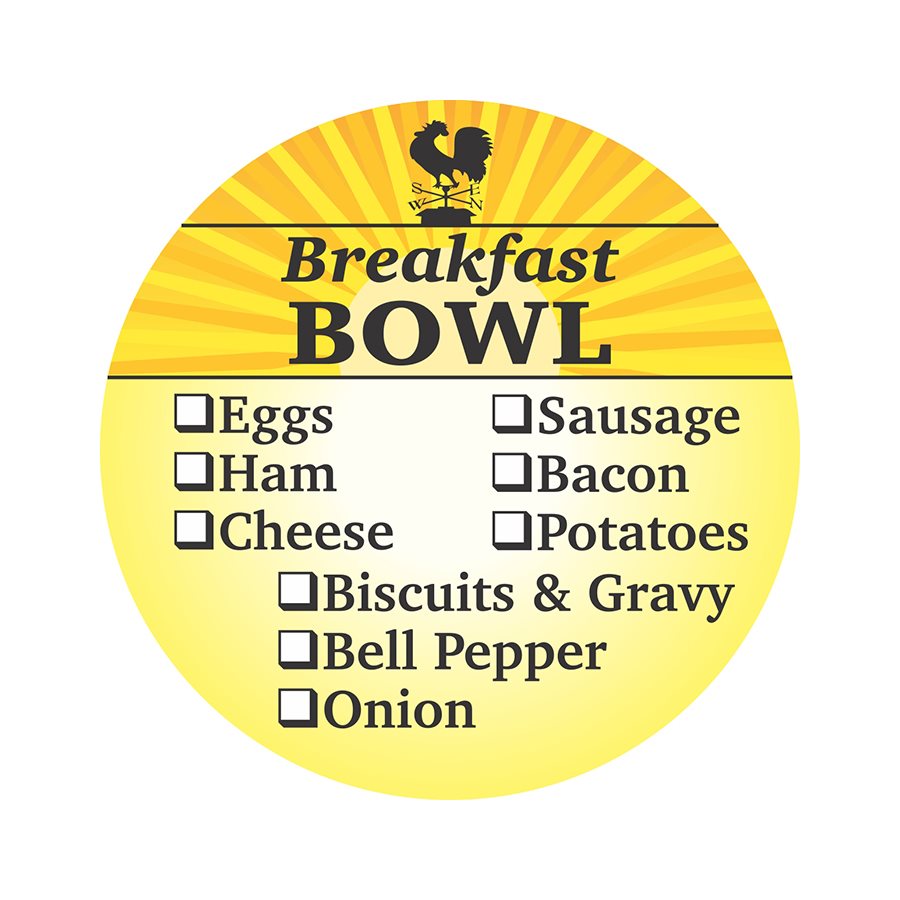 Breakfast Bowl Labels with Check Off Ingredients, Stickers