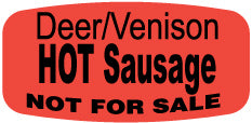 Deer/Venison Hot Sausage Not For Sale Labels, Stickers