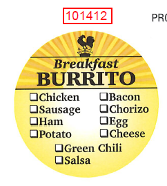 Breakfast Burrito Labels with Check Off Ingredients, Stickers