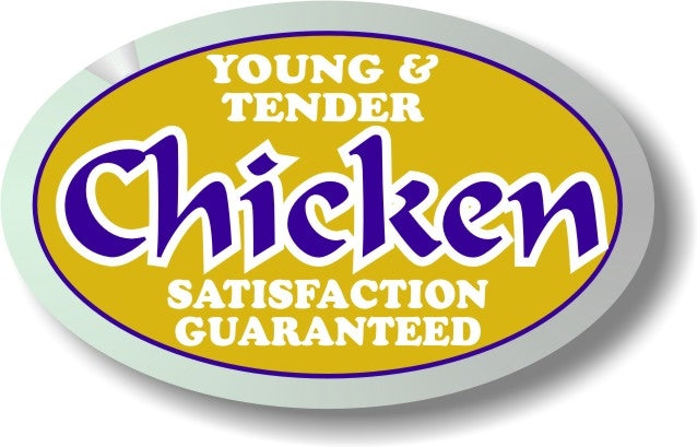 Young Tender Chicken Foil Labels, Young Chicken Stickers