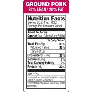Ground Pork 80/20 Economy Nutrition Fact Labels