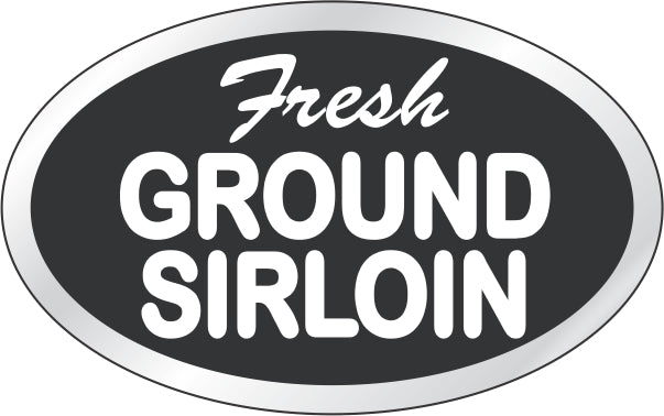 Fresh Ground Sirloin Foil Labels, Stickers