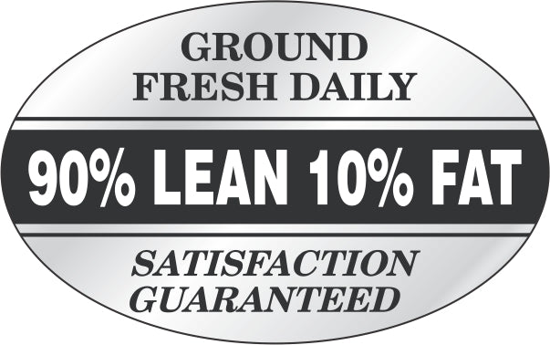 90% Lean Ground Fresh Daily Foil Labels, 90% Lean Stickers