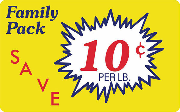 Family Pack Save 10 Cents Per Lb Labels, Stickers