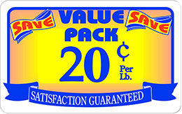 Value Pack Save 20 Cent Per Lb Labels, Stickers