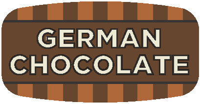 German Chocolate Bakery Flavor Labels, German Chocolate Stickers