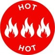 HOT  1" Circle Labels, Hot Stickers