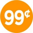 99 Cents 1" Circle Yellow Orange Price Labels, .99 Cent Labels