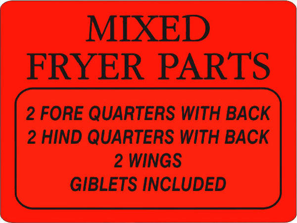 Mixed Fryer Parts Chicken Labels, Mixed Fryer Chicken Stickers