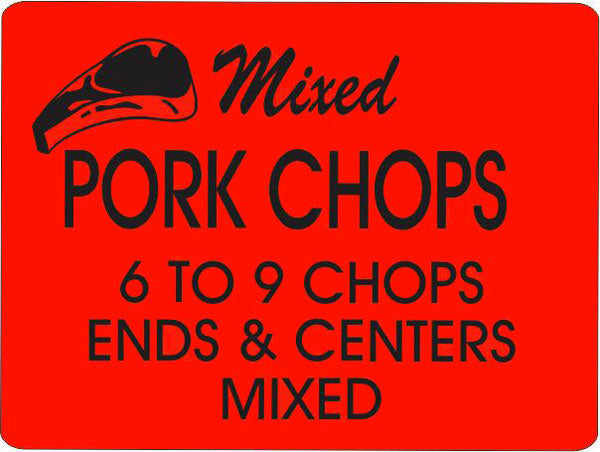 Mixed Pork Chop Label 6 to 9 Chops, Stickers