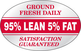 95% Lean Ground Fresh Daily Foil Labels, 95% Lean Stickers