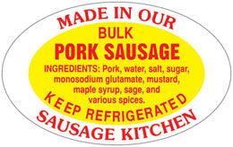 Bulk Pork Sausage Label with Ingredients