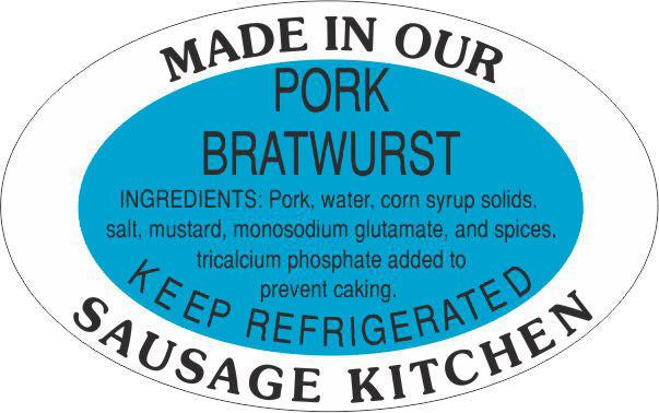 Pork Bratwurst Label with Ingredients