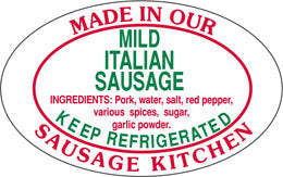 Mild Italian Sausage Label with Ingredients