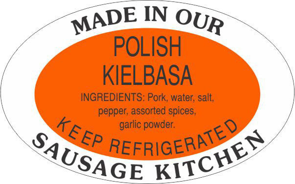 Polish Kielbasa Sausage Label with Ingredients