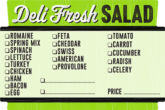 Deli Fresh Salad Ingredient Check Off Labels
