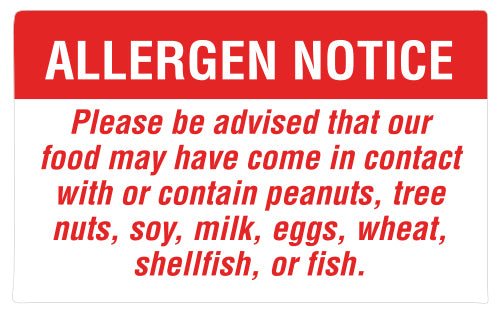 Bakery Nut Allergy Labels, Nut Allergen Stickers