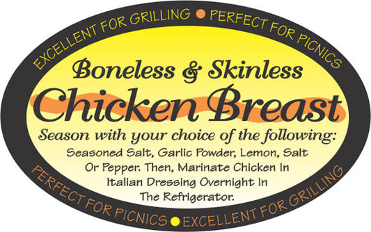 Boneless Skinless Chicken Breast Labels, Stickers