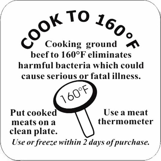 Cook to 160 Degrees Ground Beef Labels
