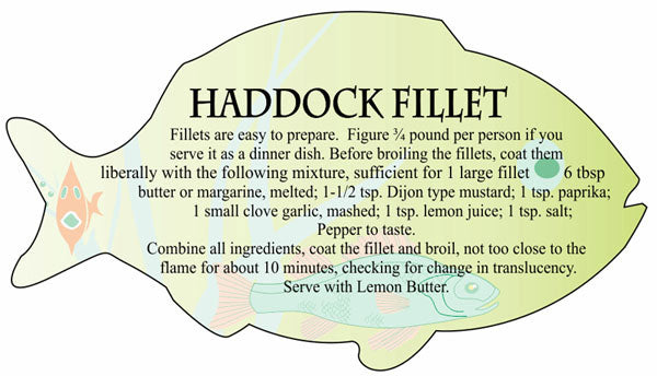 Haddock Fillet Recipe Label, Haddock Recipe Stickers