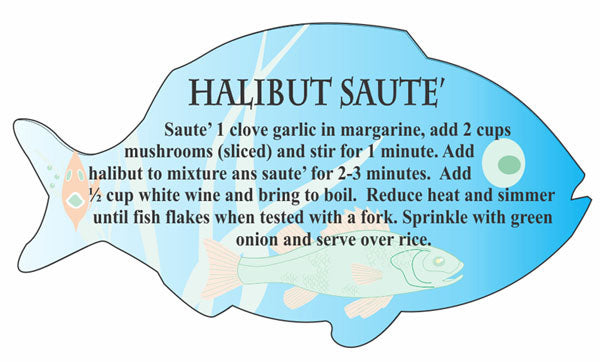 Halibut Saute' Recipe Label, Halibut Recipe Stickers