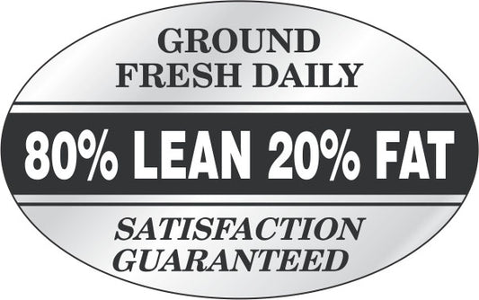 80% Lean Ground Fresh Daily Foil Labels, 80% Lean Stickers