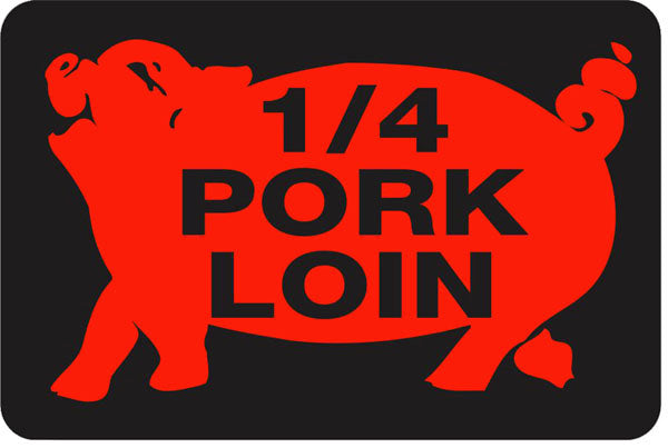 1/4 Pork Loin Label with Pig Labels, 1/4 Pork Loin Stickers