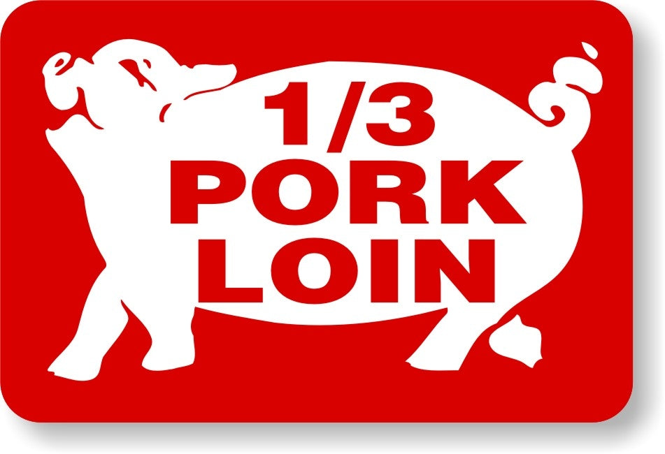 1/3 Pork Loin Labels with Pig, Pork Loin Stickers