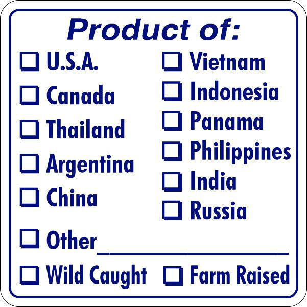 Country Of Origin - Fish Check Off Labels, Stickers