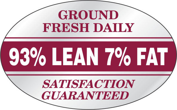 93% Lean Ground Fresh Daily Foil Labels, 93% Lean Stickers