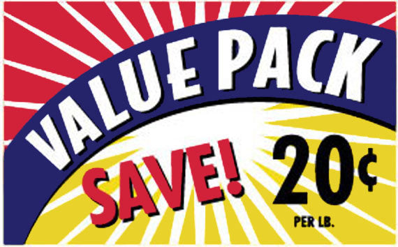 Value Pack Save 20 Cents Per Lb Labels, Stickers