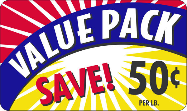 Value Pack Save 50 Cents Per Lb Labels, Stickers