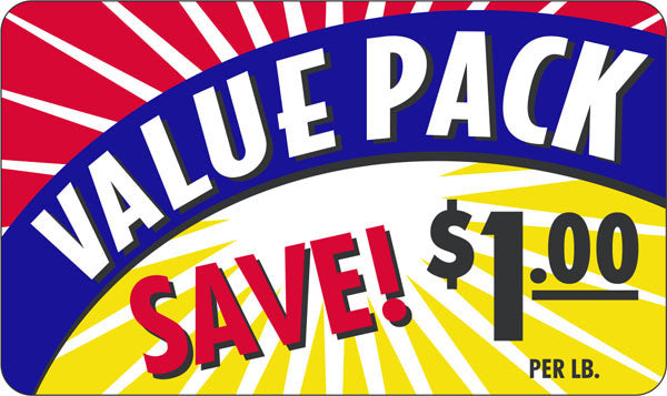 Value Pack Save $1.00 Per Lb Labels, Stickers