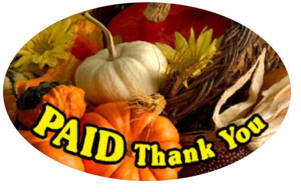 Fall Themed Paid Thank You Labels, Paid Stickers