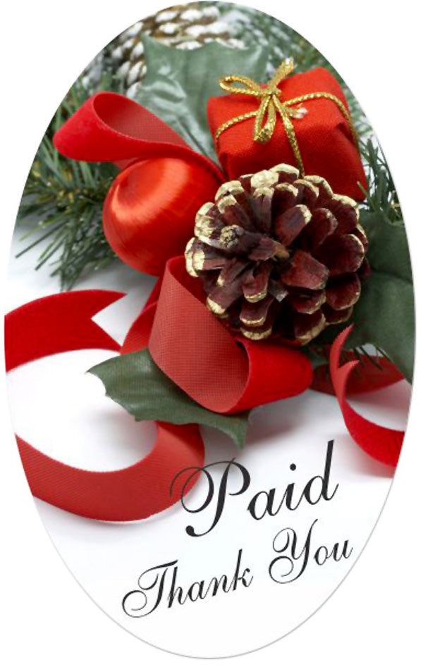 Christmas Paid Thank You Labels, Paid Stickers