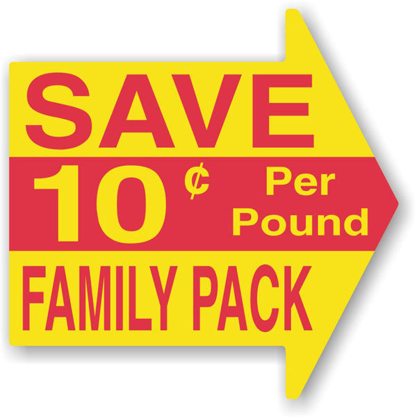 Save 10 Cents Per Pound Family Pack Arrow Labels, Stickers