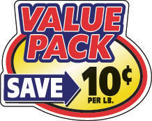 Value Pack Save 10 Cents Per LB Oval Labels, Stickers