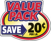 Value Pack Save 20 Cents Per LB Labels, Stickers