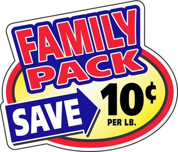 Family Pack Save 10 Cents Per LB Oval Labels, Stickers