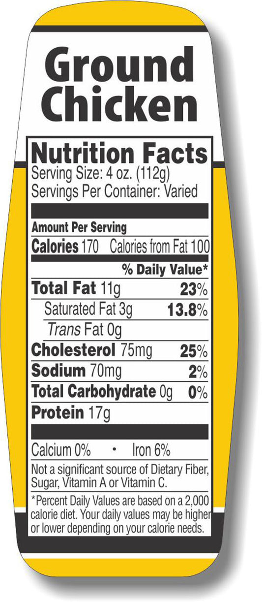 Ground Chicken Nutrition Fact Labels