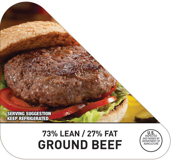 73% Lean 27% Fat Ground Beef Package Corner Labels