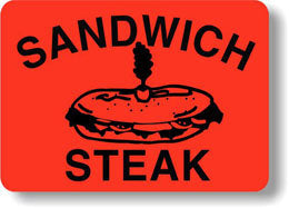 Sandwich Steak DayGlo Labels, Stickers