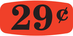 .29 Cent Red Orange DayGlo Price Labels