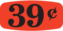 .39 Cent Red Orange DayGlo Price Labels