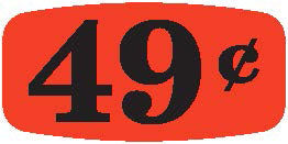 .49 Cent Red Orange DayGlo Price Labels