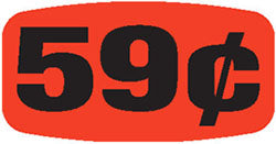 .59 Cents Red Orange DayGlo Price Labels