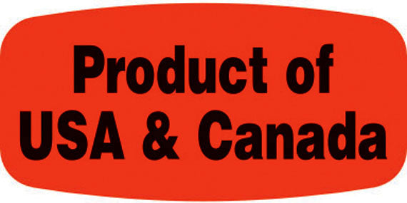 Product of USA, Canada Dayglo Labels, Stickers