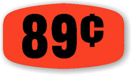 .89 Cents Red Orange DayGlo Price Labels