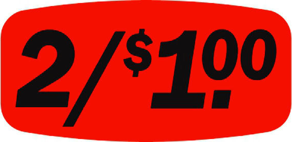 2 For $1.00 Red Orange DayGlo Price Labels